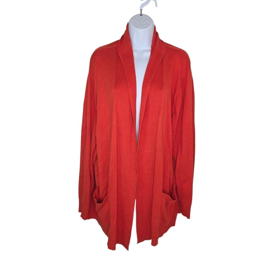 Coldwater Creek Bold Orange Open Front Cardigan Sweater Size 3x